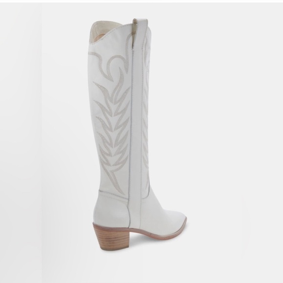 New Dolce Vita Western Solei Cowgirl White Leather Boots Size 7 Country Women - Picture 5 of 12